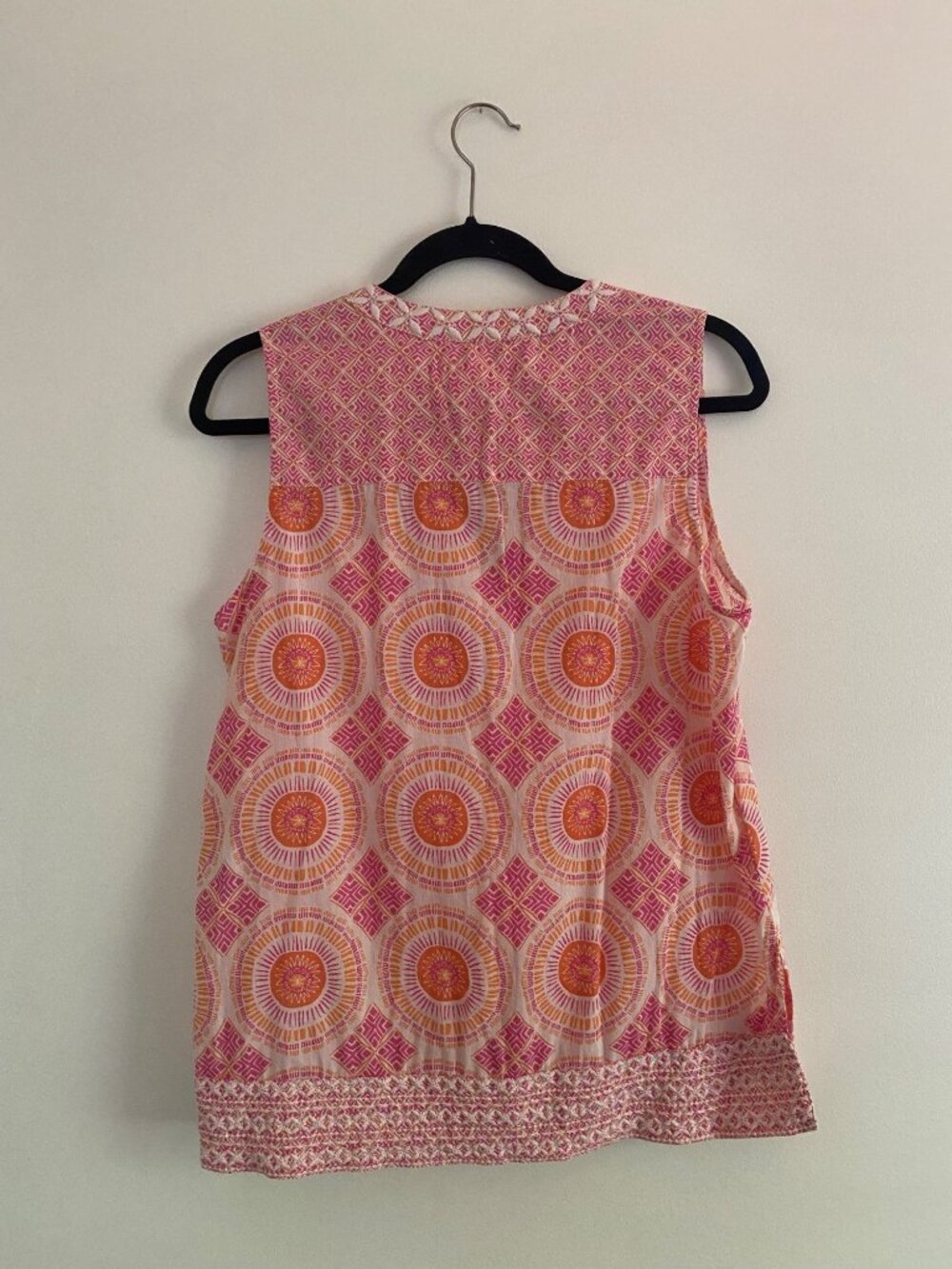 Sigrid Olsen Women's Sleeveless Cotton Top Pink & Orange 100% Size M - Picture 3 of 6